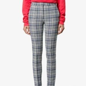 Blue cotton and wool blend Tartan High Waisted Trousers from Off-White.
